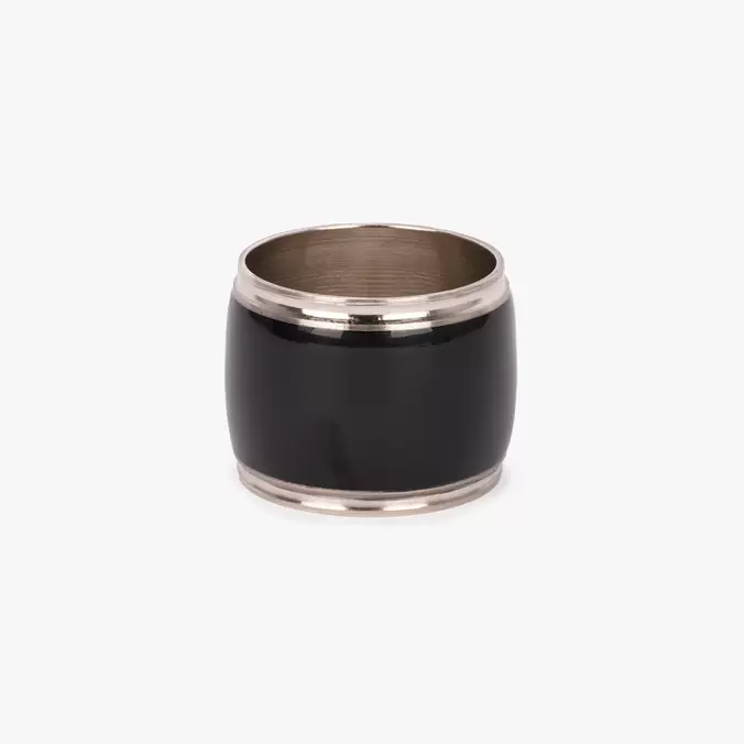 Anillo para servilleta esmaltado negro y plata PARTY