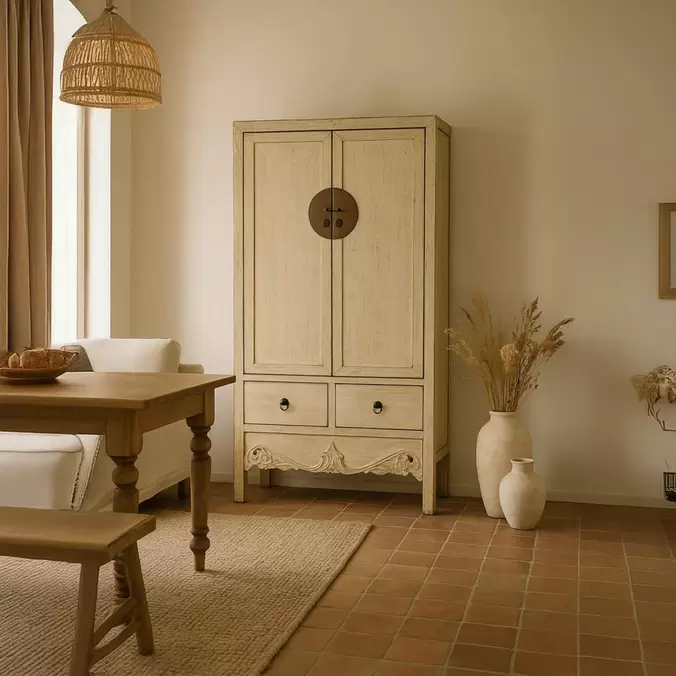 Armario Madera Clara con Cerradura Circular Oriental 180 cm OSAKA
