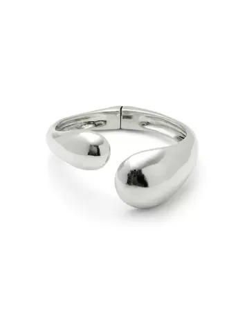 Bangle bracelet with two irregular drops