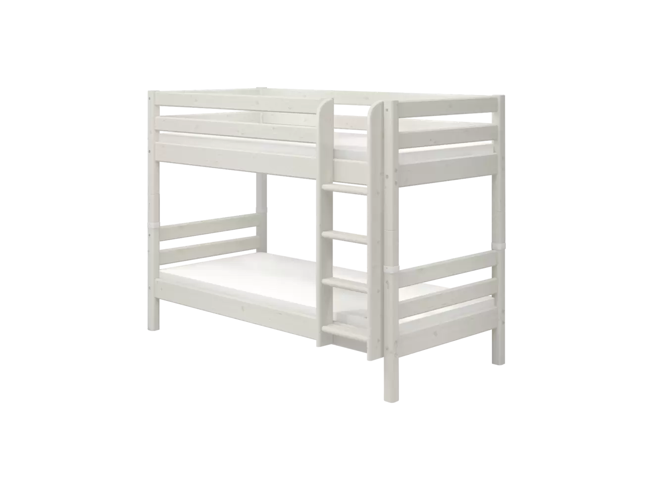 Bunk Bed 154 cm with Straight Ladder and Safety Rail, 90x200 cm, White Washed