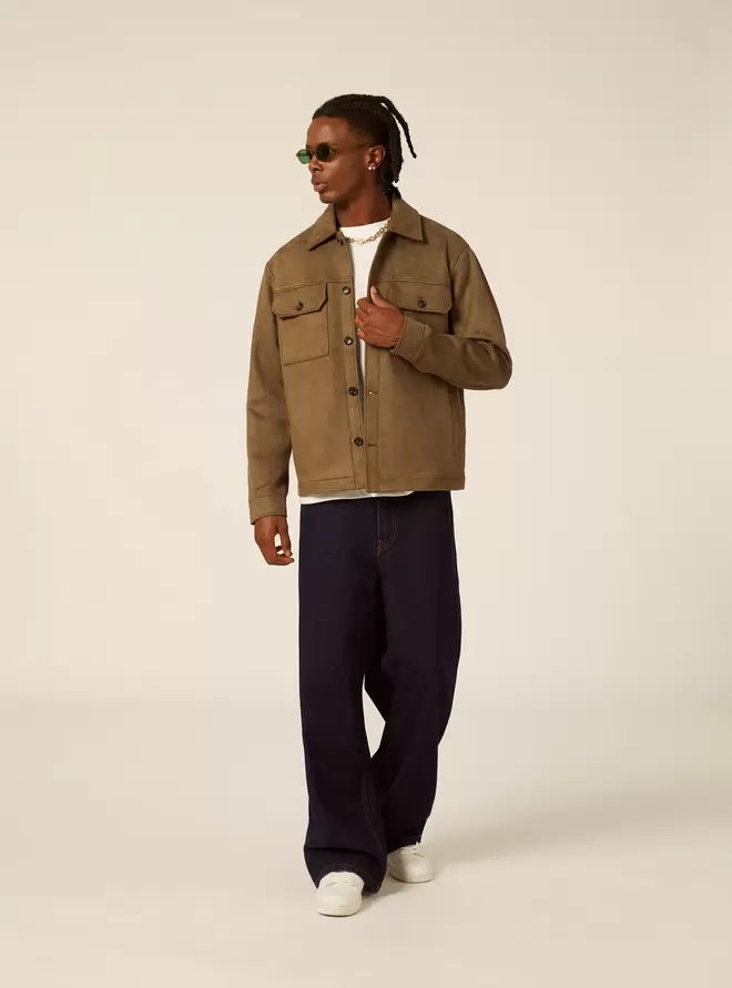 Sobrecamisa efecto ante con bolsillos de plastrón