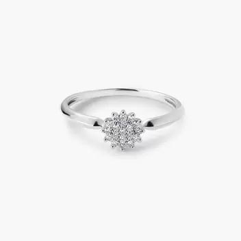 Anillo de oro blanco 18K diamante natural 0.1 ct.
