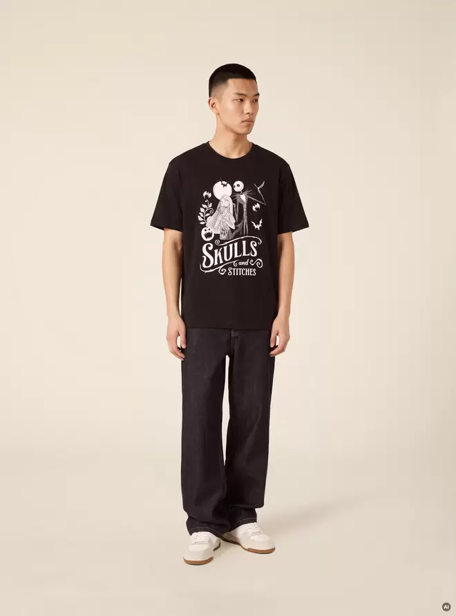 Camiseta con estampado Skulls and Stitches Nightmare Before Christmas / Alcott