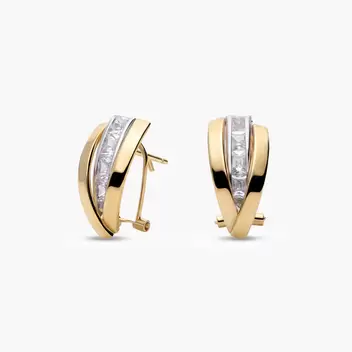Pendientes de oro 18K circonitas bagué 17 mm