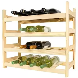 Botellero de Madera de Pino apilable en Color Natural para 24 Botellas y con 4 Niveles de Altura