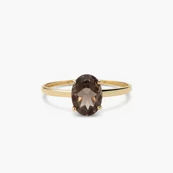 Anillo de oro 18K cuarzo marrón COLORS