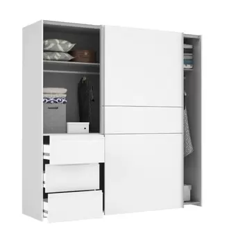 Armario 2 Puertas 3 Cajones en Blanco Mate con Cajonera Exterior W2QS323E71-120