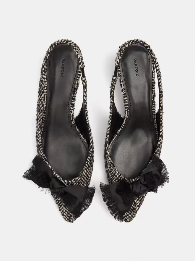 Zapatos de tacón con estampado de espiga y lazo