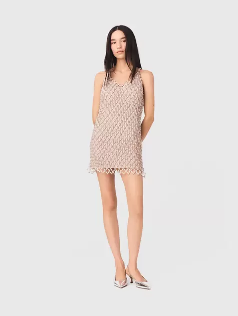 Vestido corto perlado con forro