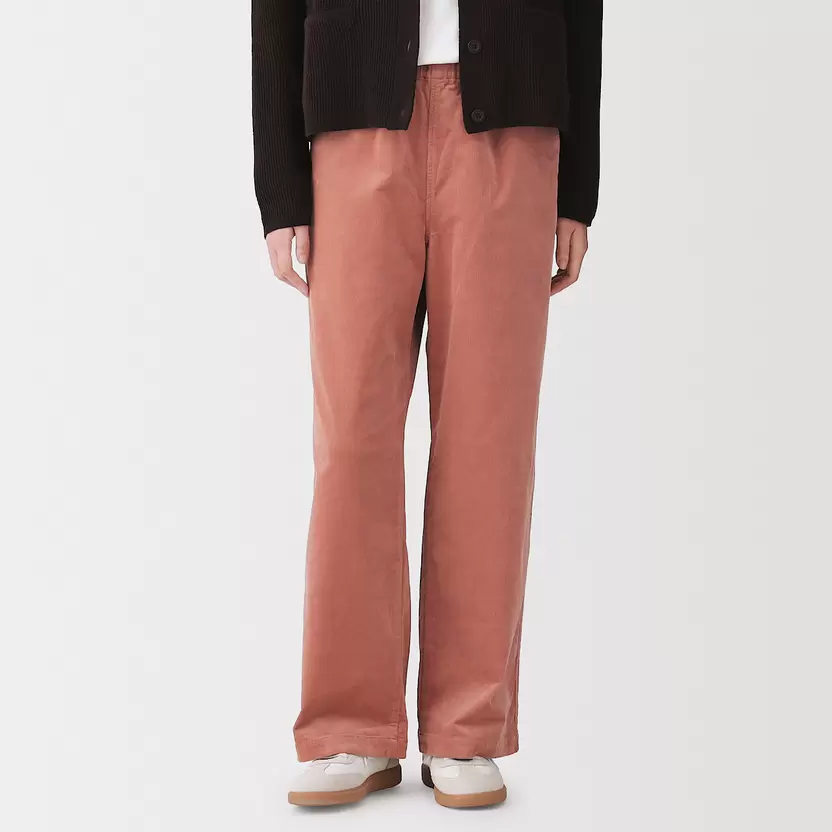 Pantalones de corte recto, ajuste cómodo y pana elástica para mujer
