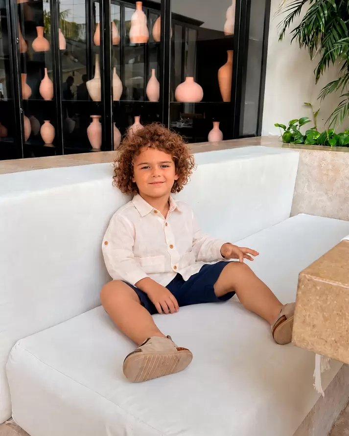 Camisa niño blanca con bolsillos | Cocote by Charanga