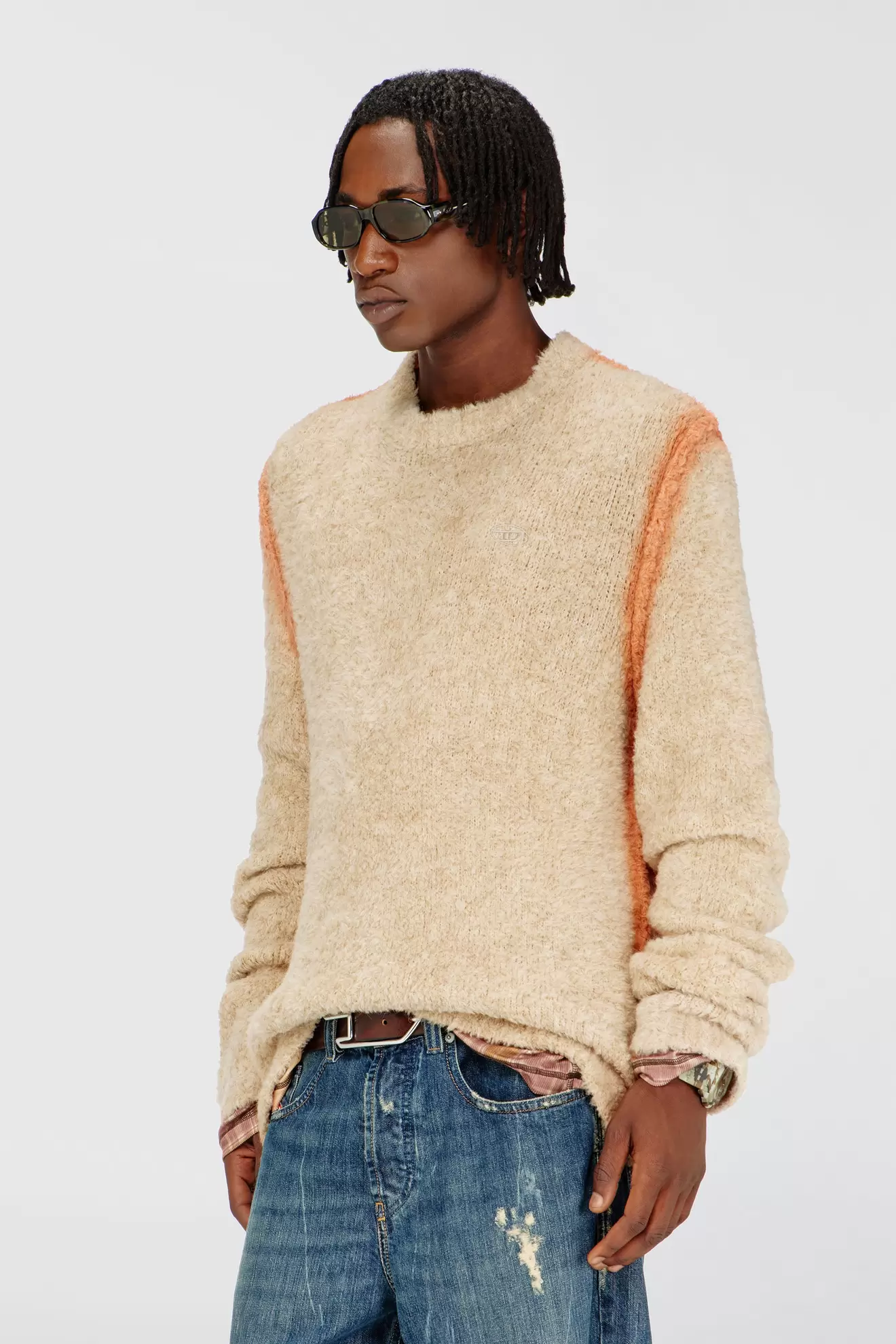 Jersey de mezcla de alpaca con costuras teñidas efecto spray