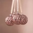Coffret de 4 boules de Noël pailletées - Rose
