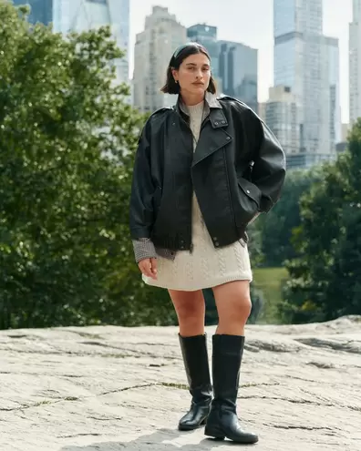 Cazadora de aviador de cuero vegano de inspiración vintage A&F West Village