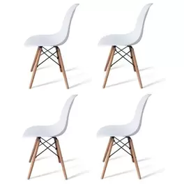 Pack 4 Sillas de Comedor, Sillas Cocinas, Acabado en Blanco y Madera, Medidas: 45 cm (Ancho) x 53 cm (Largo) x 83 cm...