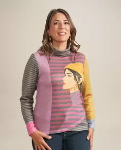 Sueter A Rayas Con Estampado De Chica En Delantero Multicolor