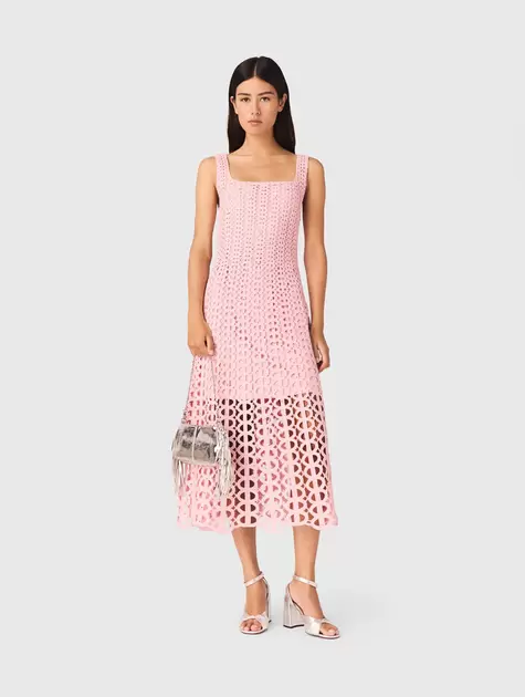 Vestido midi ganchillo con strass