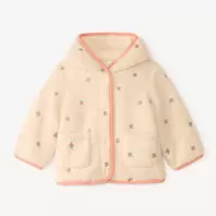 Abrigo de sherpa para niña con bordados de frutas