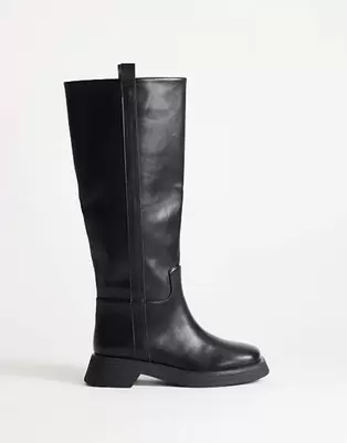 Topshop Lauren botas altas hasta la rodilla con suela gruesa en negro
