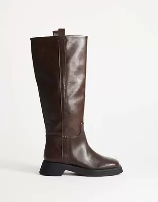 Topshop Lauren botas hasta la rodilla de suela gruesa en chocolate