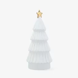 Figura decorativa de árbol de Navidad de porcelana blanca con luz LED Ø10x23cm