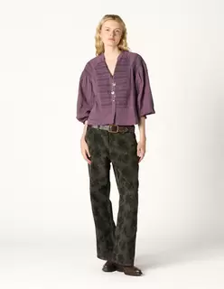 PANTALON PANA FLORAL GREEN