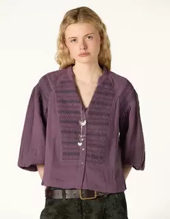 CAMISA NIDOS CUELLO REDONDO CHOCOLATE