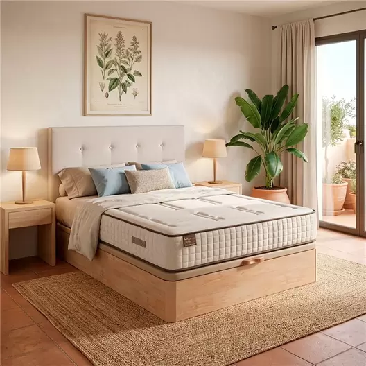 Hr Cotton mattress with extra firm breathable 27 cm visco + 3D wood folding sofa height...