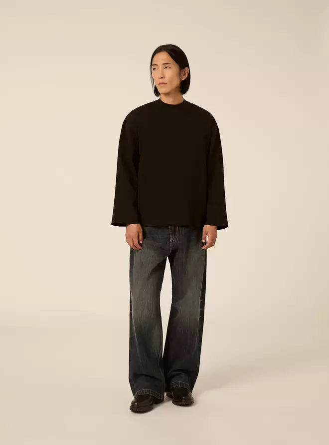 Camiseta de manga larga oversize con hombro caido