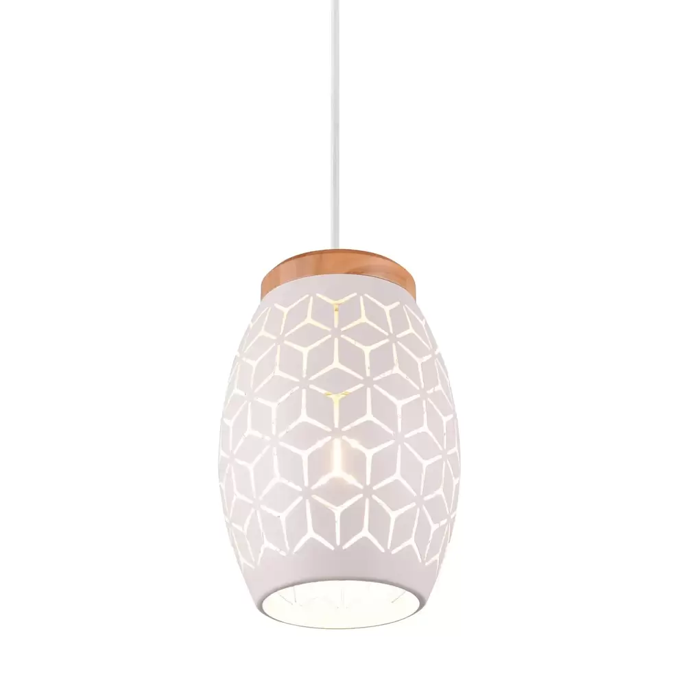 LÁMPARA DE TECHO COLGANTE 1 LUZ METAL BLANCO E27 BIRKITA