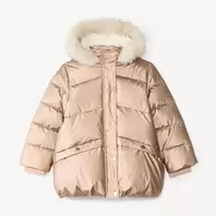 Chaleco de invierno para niña forrado de sherpa con capucha.