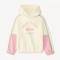 Sudadera con capucha para niña efecto colorblock