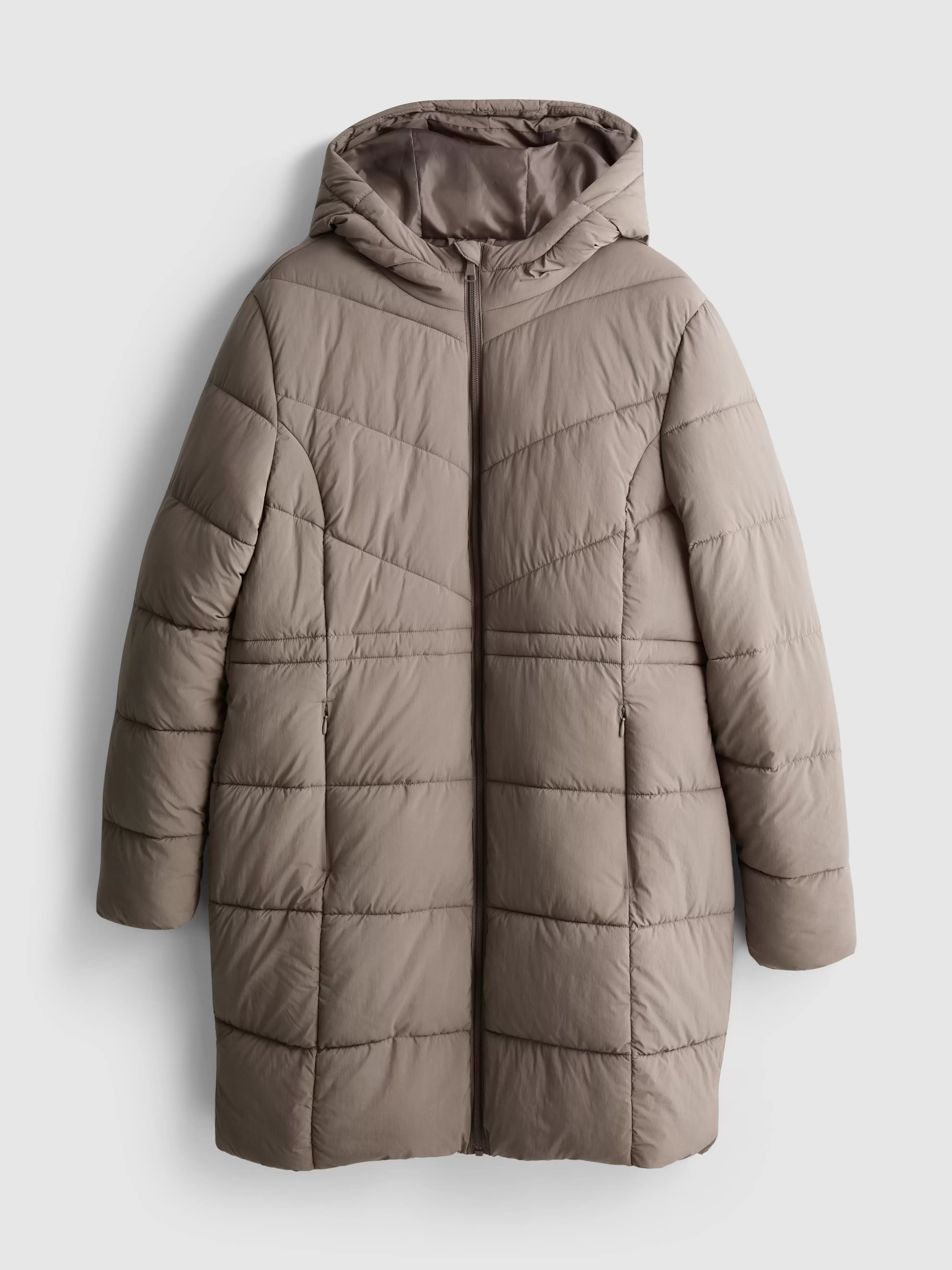 Chaqueta acolchada larga con capucha