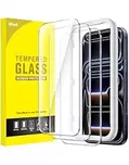 JETech Protector Pantalla para iPhone 18 Pro/17 Pro, 3 Unidades | 9H Cristal Vidrio Templado, HD Claro, Protección Anti-Arañazos, Marco de Instalación Fácil