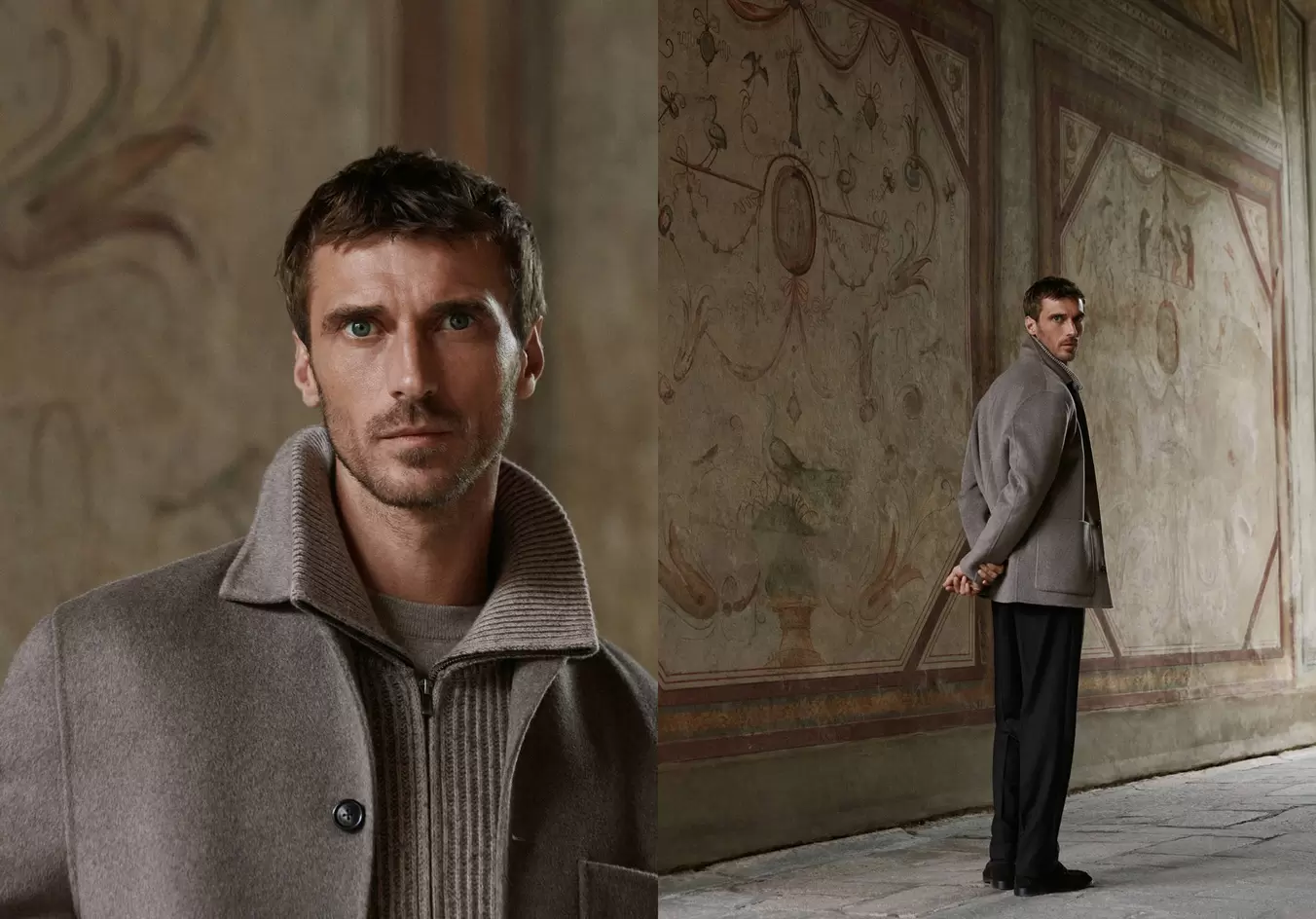 Abrigo mezcla lana cashmere bolsillos