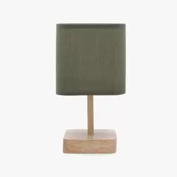 Lampara de mesa de madera y lino 10x13 pie cuadrado Nora