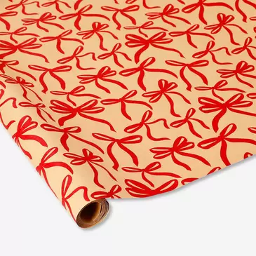 Papel de regalo kraft de 400 cm - Lazos rojos