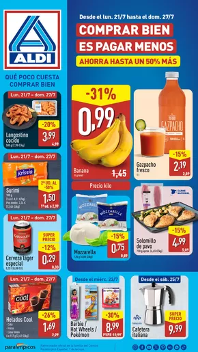 Catálogo ALDI en Villagonzalo | ¡Qué poco cuesta comprar bien! | 2025-07-21T00:00:00.000Z - 2025-07-27T00:00:00.000Z