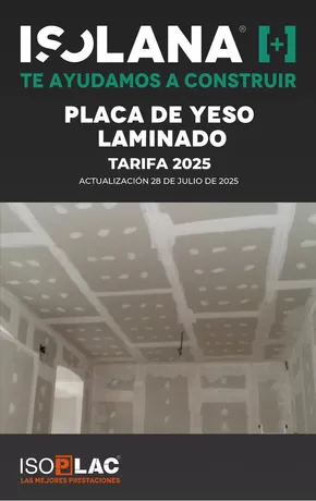 PLACA DE YESO LAMINADO – TARIFA ISOLANA