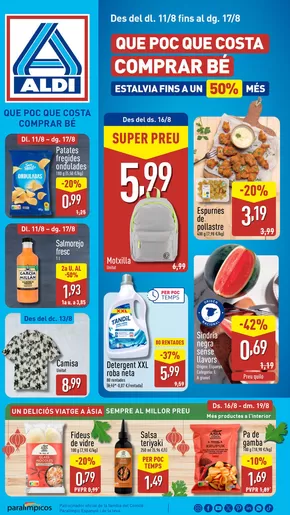 Catálogo ALDI en Calella | Qué poco cuesta comprar bien | 2025-08-11T00:00:00.000Z - 2025-08-17T00:00:00.000Z