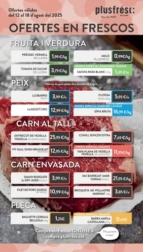 Catálogo Plusfresc en Lleida | Ofertes De Productes Frescos | 2025-08-12T00:00:00.000Z - 2025-08-18T00:00:00.000Z