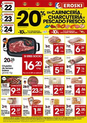 Catálogo Eroski en Calvià | 20% en carnicería, charcutería y pescado fresco | 2025-08-22T00:00:00.000Z - 2025-08-24T00:00:00.000Z