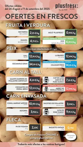 Catálogo Plusfresc en Tarragona | OFERTES EN FRESCOS | 2025-08-26T00:00:00.000Z - 2025-09-01T00:00:00.000Z