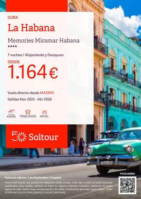 Catálogo Soltour en Barcelona | La Habana - Memories Miramar Habana | 2025-09-03T00:00:00.000Z - 2026-04-30T00:00:00.000Z