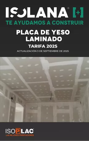 Catálogo Isolana en Santa Cruz de Bezana | PLACA DE YESO LAMINADO – TARIFA ISOLANA | 2025-09-04T00:00:00.000Z - 2025-11-30T00:00:00.000Z
