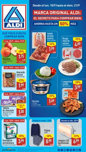 Catálogo ALDI en Manacor | ¡Qué poco cuesta comprar bien! | 2025-09-15T00:00:00.000Z - 2025-09-21T00:00:00.000Z