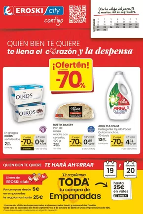 Catálogo Eroski en Merca | ¡Ofertón! 2a unidad -70% | 2025-09-18T00:00:00.000Z - 2025-09-30T00:00:00.000Z