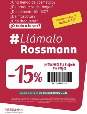 Catálogo Rossmann | Válido del 15 al 30 de septiembre 2025 | 2025-09-16T00:00:00.000Z - 2025-09-30T00:00:00.000Z