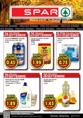 Catálogo SPAR en Granja de Torrehermosa | SPAR bombazos 24 - 30 septiembre | 2025-09-24T00:00:00.000Z - 2025-09-30T00:00:00.000Z