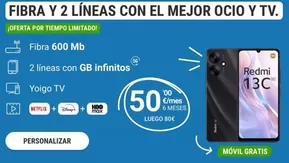 Fibra Y 2 Líneas Con El Mejor Ocio y Tv